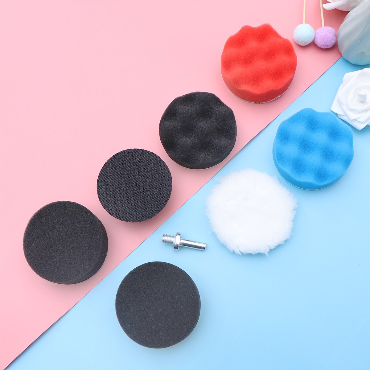 7pcs Auto Polish Wax Sponge Buffing Polijsten Waxen Spons Pad Kit Global Waffle Foam Pads Voor Schuren Afdichting Glazuur auto