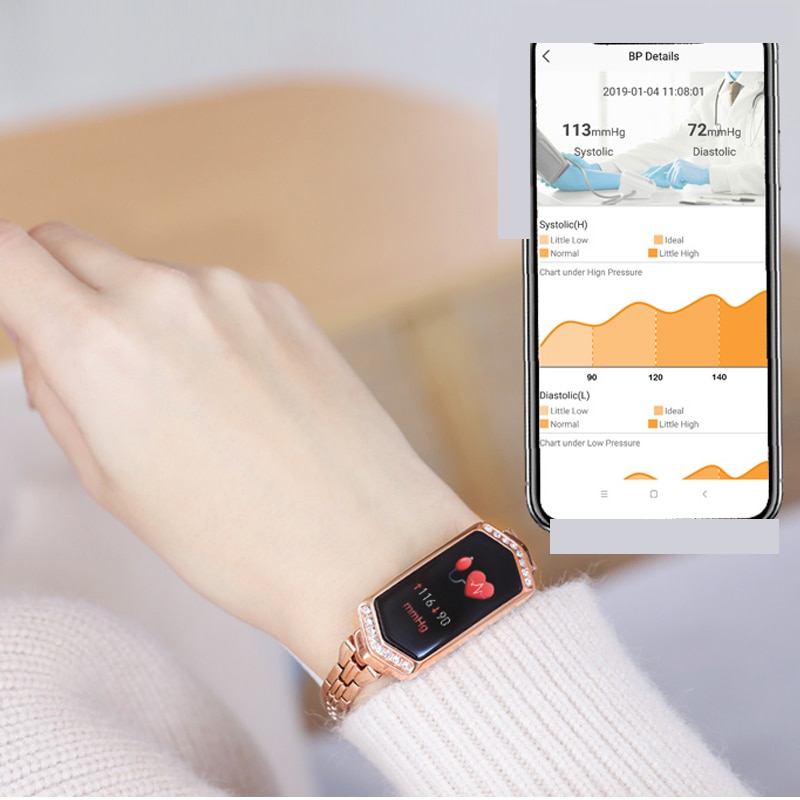 Greentiger  b78 gps smart klocka dam  ip67 vattentät fitness tracker armband pulsmätare blodtryck smartwatch vs  h8