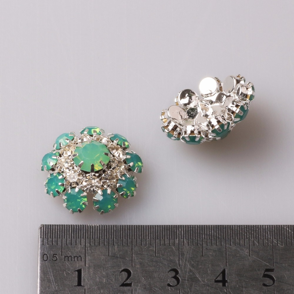 22mm 10 pcs charm Crystal blue Rhinestone Buttons Clothing Sewing Scrapbook Craft Decorative