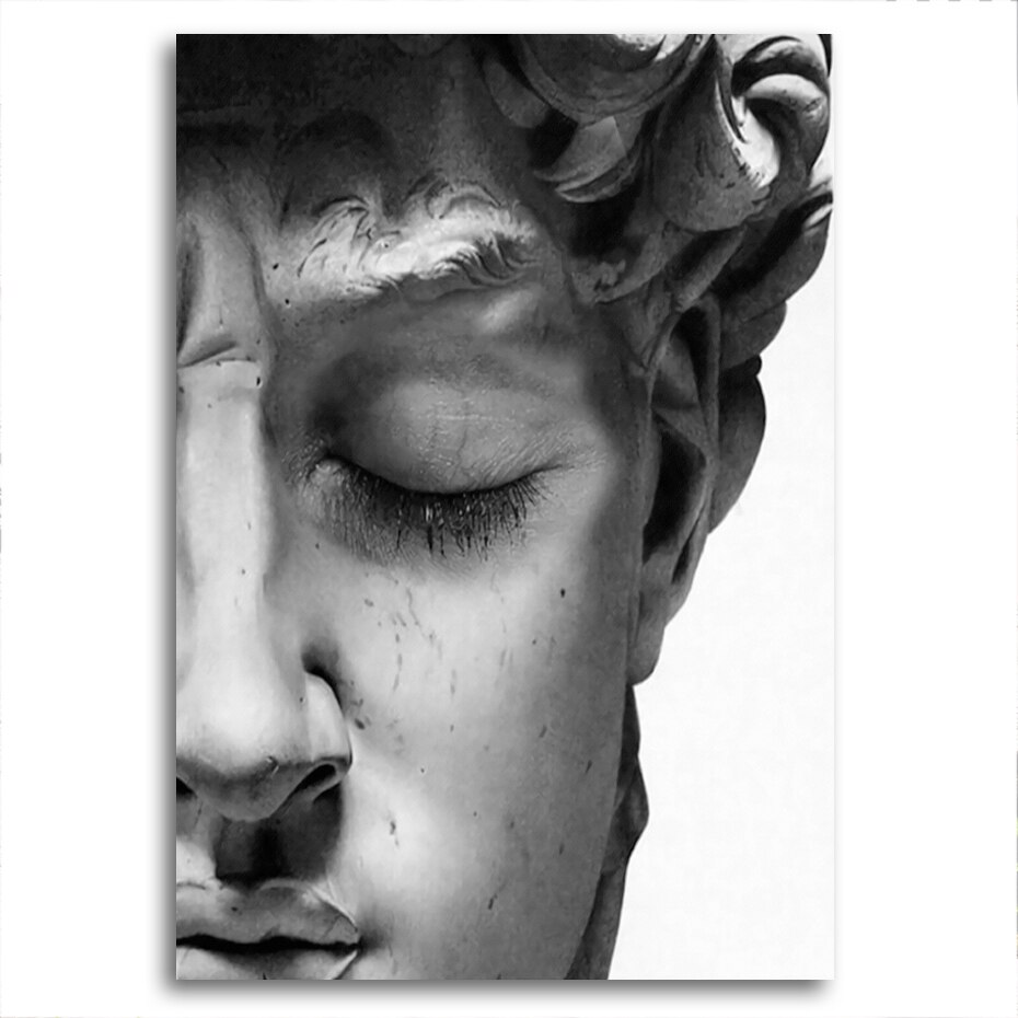 Nordic Black and White David Head Sculpture Posters And Prints Wall Art Canvas Paintings Pictures Living Room Home Decoration: Black / 40X50cm no frame