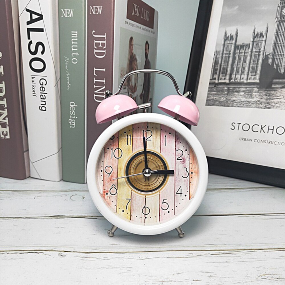 1PC Fresh Alarm Clock Simple Bedroom Desk Clock Metal Chimed Clock Household Alarm Clock Modern Ringing Alarm C