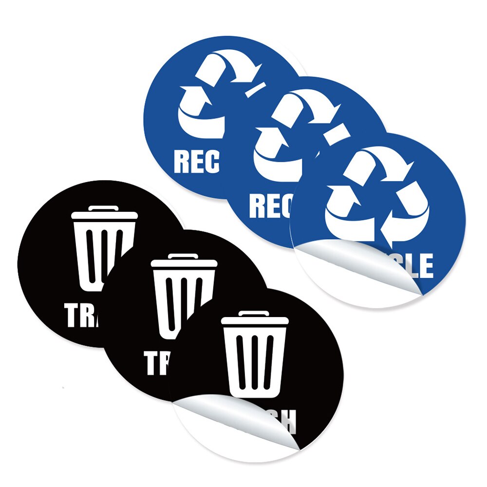 6 Pcs Waterproof Garbage Classification Sign Sticker Bin Stickers Office Home Decoration Accessories: Default Title