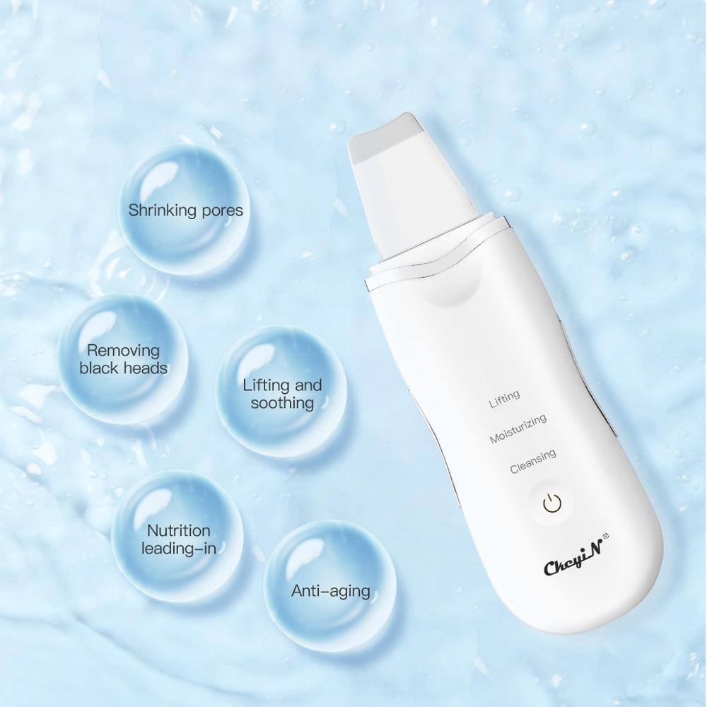 CkeyiN piel ultrasónica del depurador espinilla limpiador Facial espátula piel Peeling exfoliante + Nano pulverizador + Ance removedor de 48