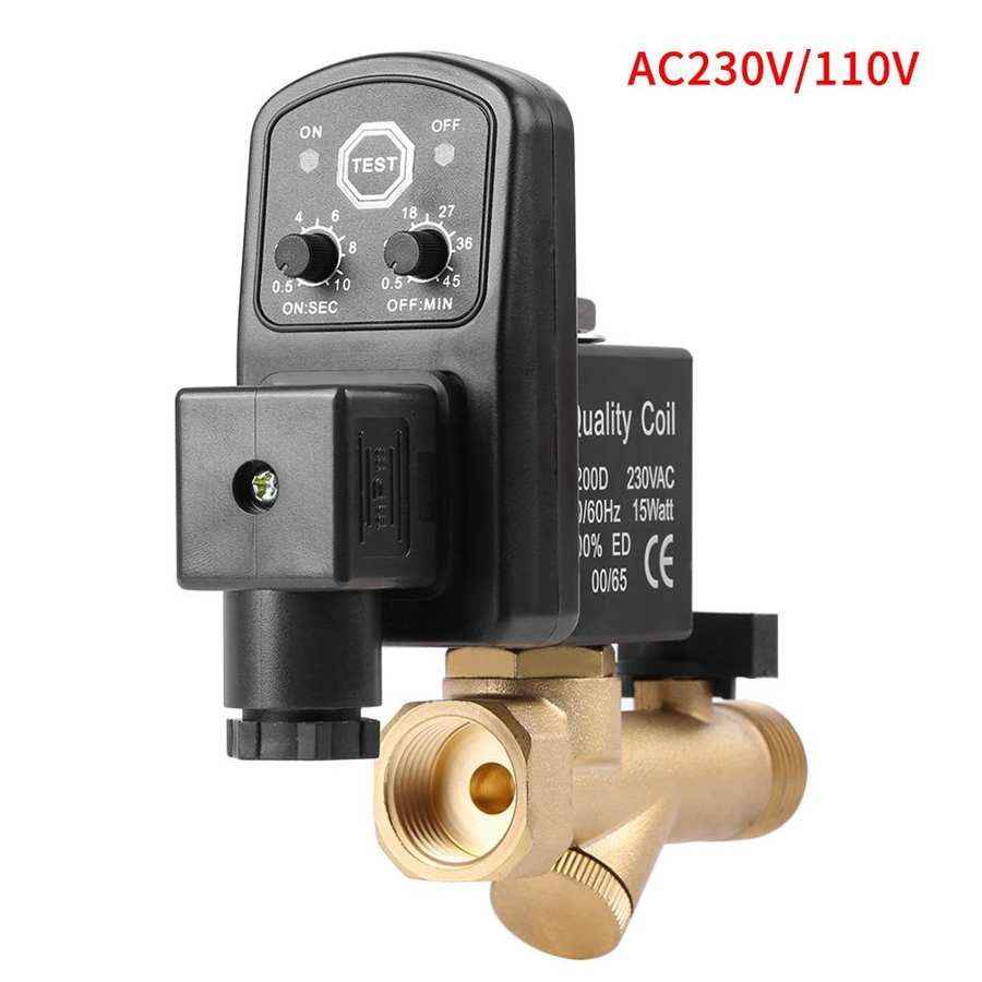 G1/2 DN15 Automatic Electronic Timed Drain Valve for Air Compressor Condensate Management Electric Magnetic