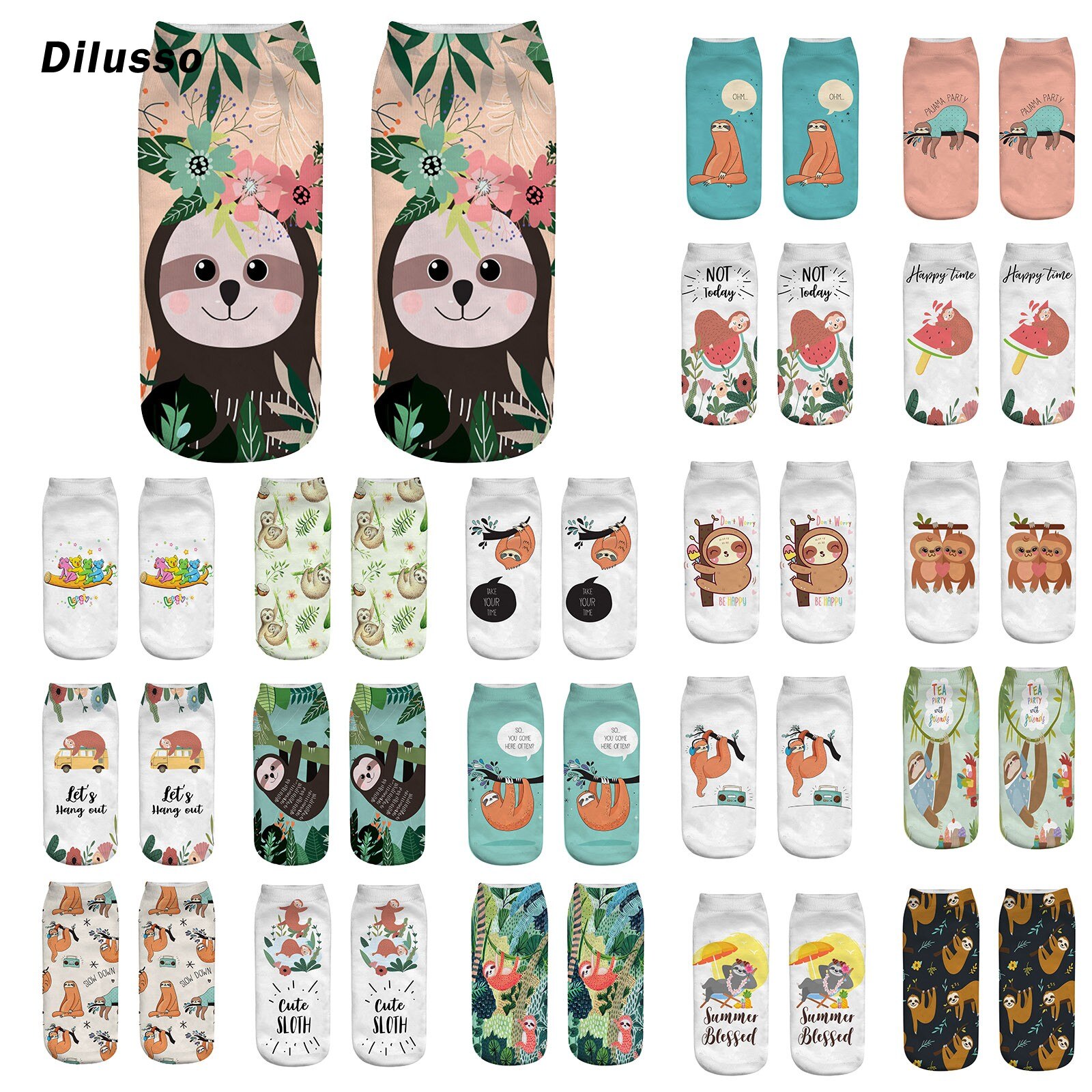 Casual Work Business Women Socks 3d Animal Print Medium Sports Socks Cute Soft Soft Autumn Winter Sock Slippers