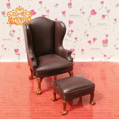 Multi color1:12 Dollhouse Miniature furniture Leather sofa with pedal delicate: Chocolate