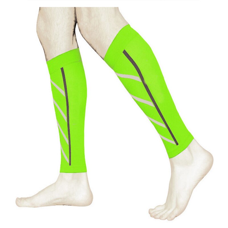 Calze sportivo calze A Compressione di notte da corsa in nylon ghette fluorescenti calzini di Pallacanestro Delle Donne Degli Uomini di Ciclismo Compressione gamba Slee: fluorescente verde