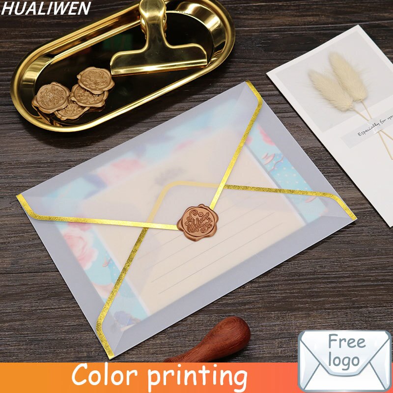 Envelope transparente encomenda sulfur5 com letras de papel ácido, envelope convite de casamento com estampa a quente