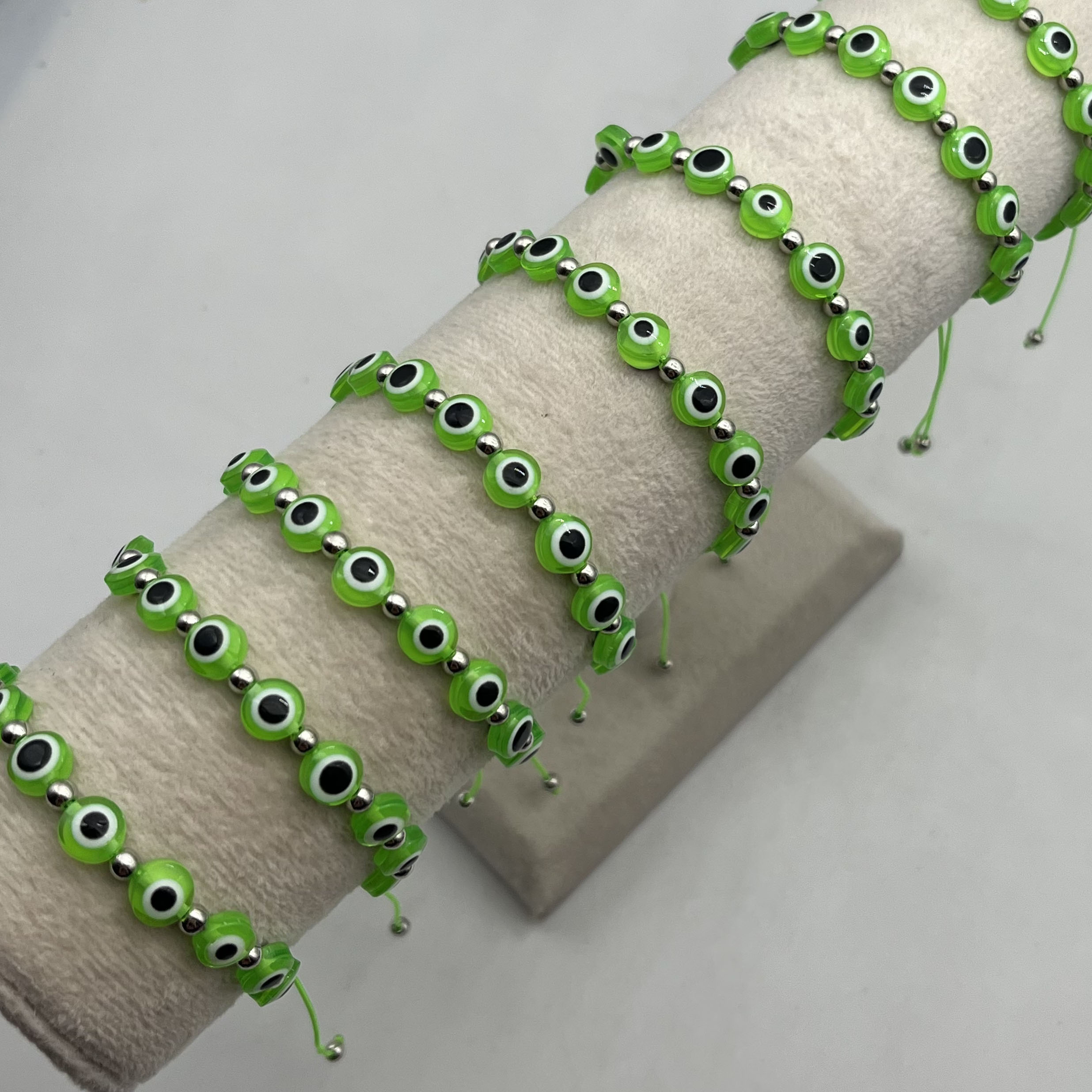 12 Pcs Evil Eye Armbanden Colorfu Enkelband Boho Hand-Geweven Geluk Armband Voor Moeder Vader Meisje Jongen Armband: green