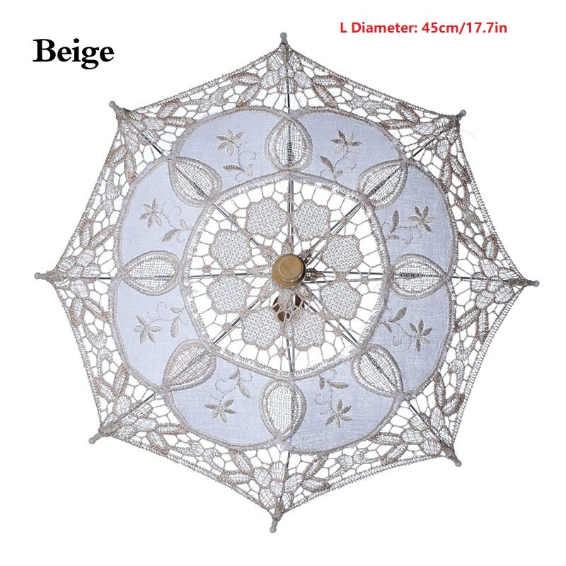 Braut Hochzeit Spitze Regenschirm Reinem Weiß Bestickt Europäischen Stil Holz Griff Hochzeit Requisiten Hochzeit Dekoration Regenschirm: 02 L 45cm