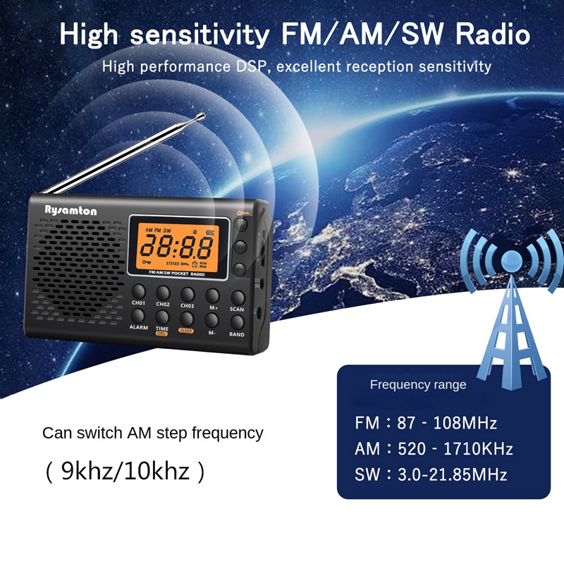 Radio FM AM SW portatile a banda intera Display digitale stereo Radio FM manuale a doppio scopo