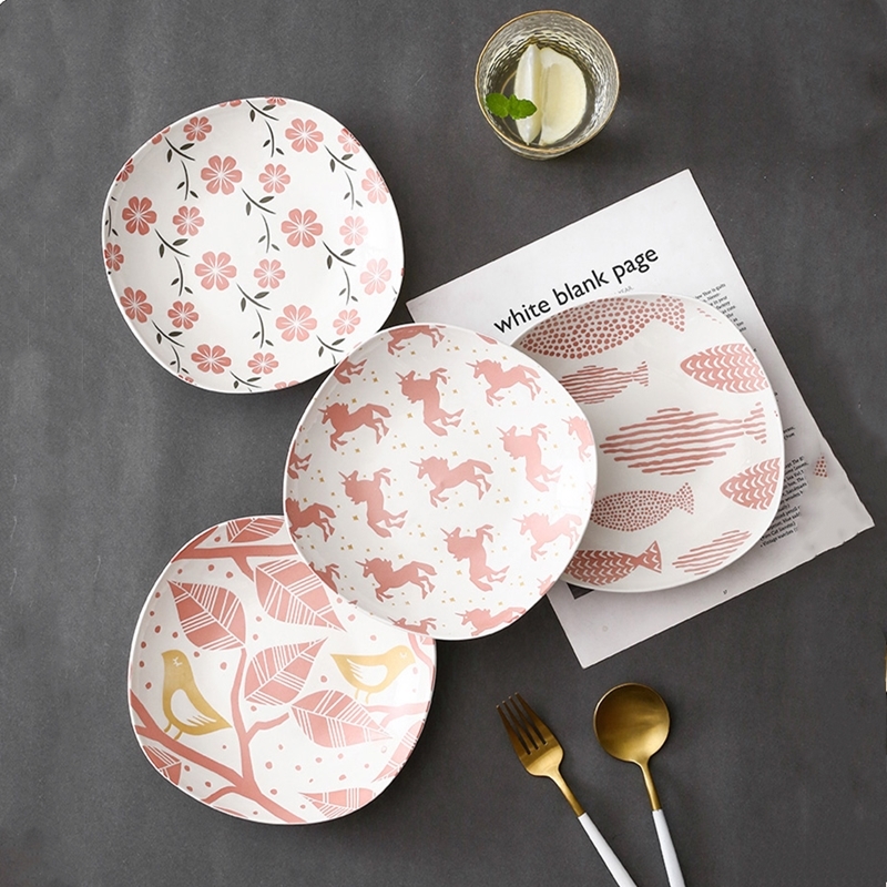 Os chine ustensiles de cuisine porcelaine carré assiette creuse assiette boulette nordique sous-glaçure ménage ustensiles de cuisine porcelaine