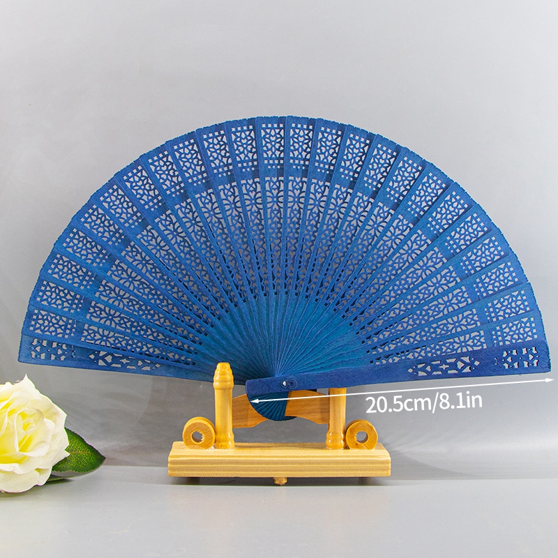 Abanico de mano plegable de madera, abanicos chinos de bambú, abanicos de mano de baile portátiles para mujer, decoración del banquete de boda, abanico decorativo, manualidades,: Verde claro