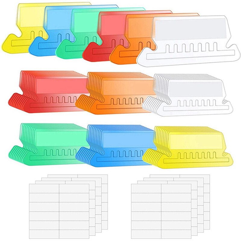 120 Sets Multicolor Hanging File Folder Tabs with Blank Inserts 2 Inches Plastic Hanging File Tabs for Hanging Folders: Default Title