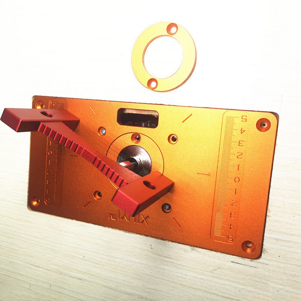 Aluminium Alloy Router Table Insert Plate Flip Plate Guide Table with Bushing Screw Router Insert Ring Woodworking Trimmer Tool