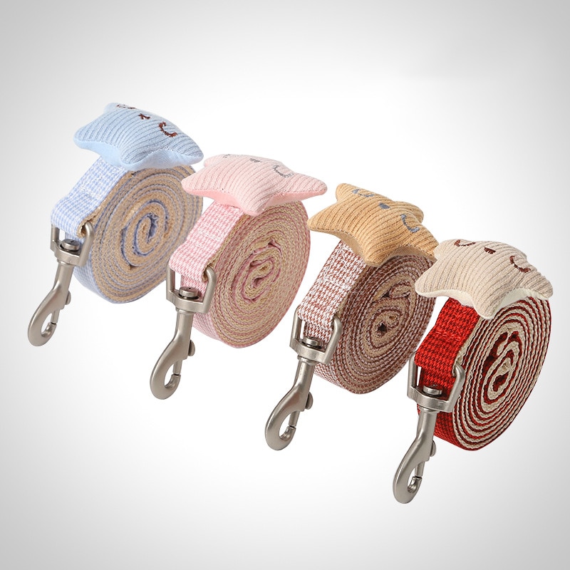 Set van 1.2m hondenriemen en harnas, schattig zacht en verstelbaar puppyharnas voor kleine dames, teddybeer, hondenharnas voor vrouwen