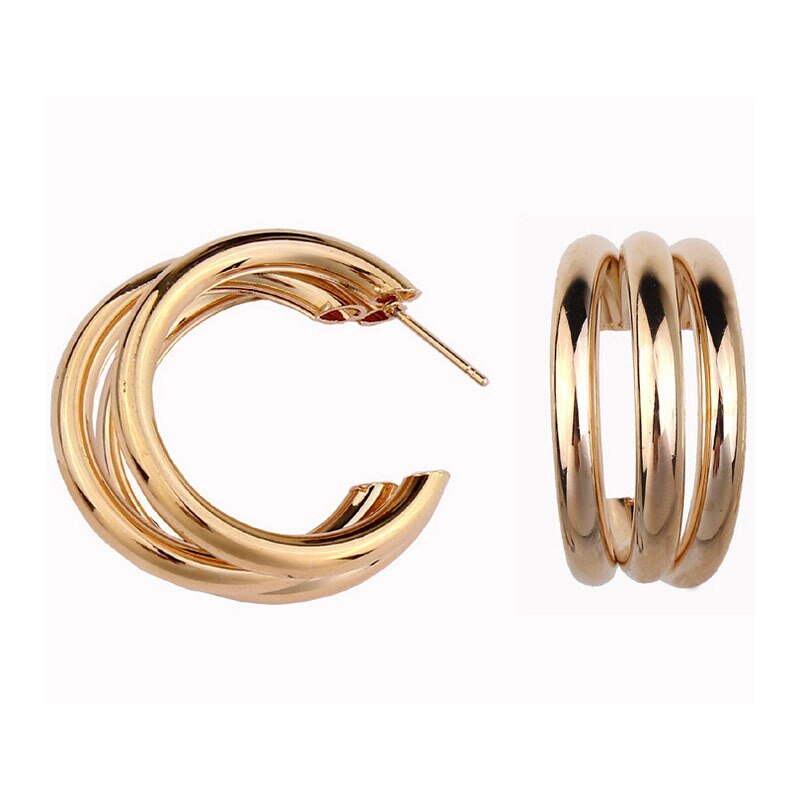 Boucles d'oreilles rétro en métal or en forme de C pour femme, multiples bijoux, coréenne, argent, aiguilles, 2022, 2022