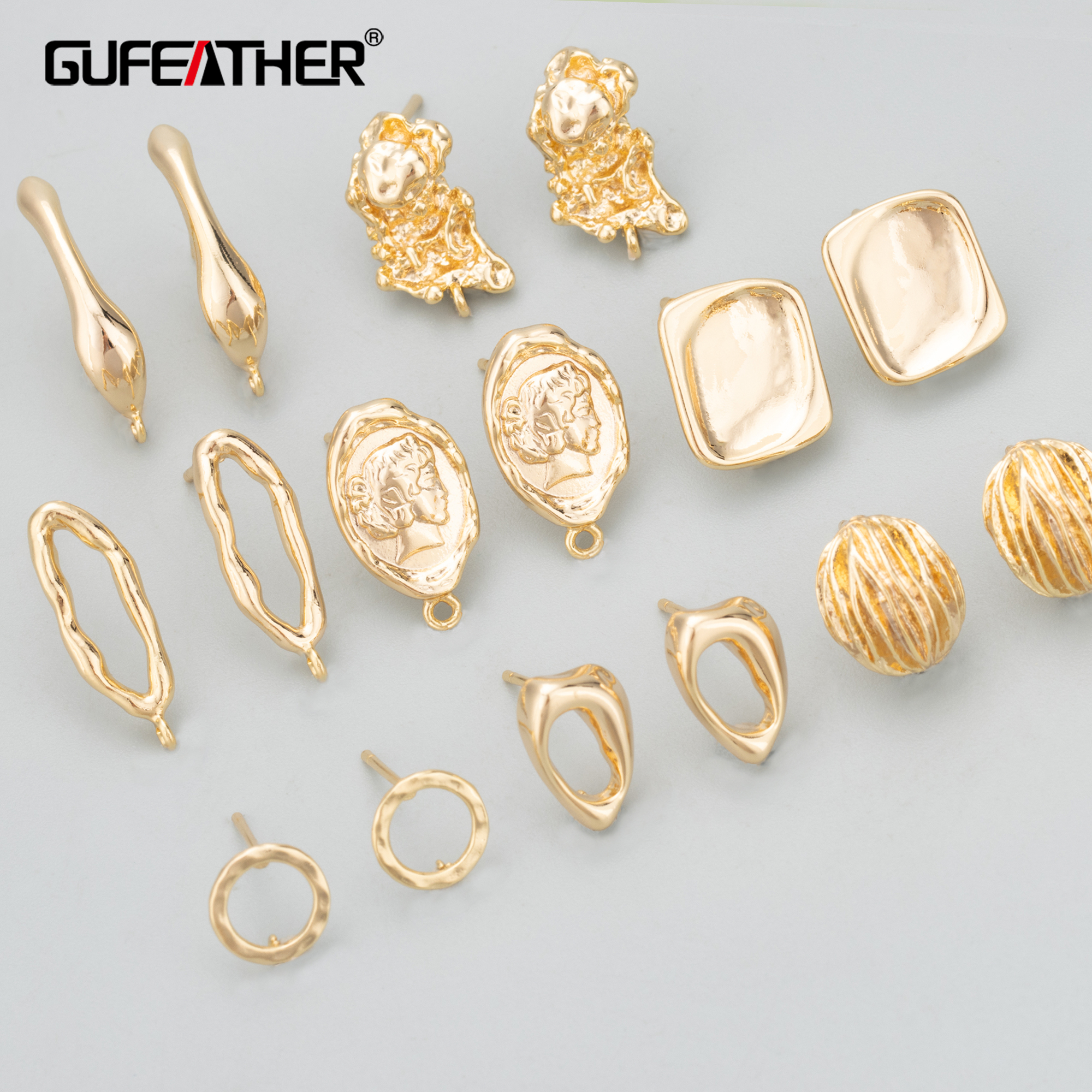 GUFEATHER MD59, accesorios de joyería, sin níquel, chapado en rodio de oro de 18 k, cobre, hecho a mano, fabricación de joyas, pendientes diy, 6 unids/lote