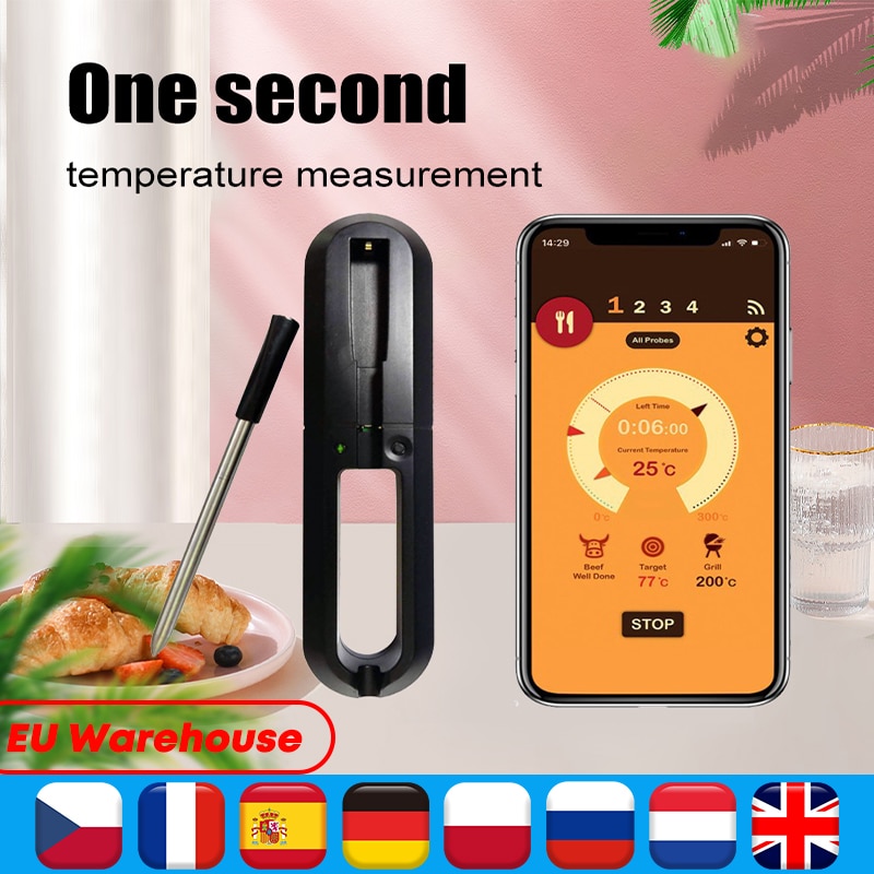 Smart Digitale Hygrometer Draadloze Bbq Vlees Voedsel Keuken Oven Koken Steak Thermometer Bluetooth Verbinding Outdoor Barbecue