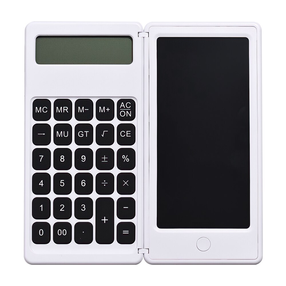 Spash faltbarer taschenrechner, tragbarer 12- stelliger taschenrechner mit 6- zoll-lcd-schreibtablett, zeichenfläche, stift und radierfunktion: Weiß
