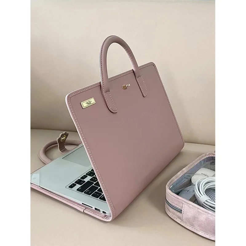 Pink Girl's Laptop Bag Protective Case Notebook Computer Handbag Unisex Style Material Durable Portable Laptop Ca: WHITE