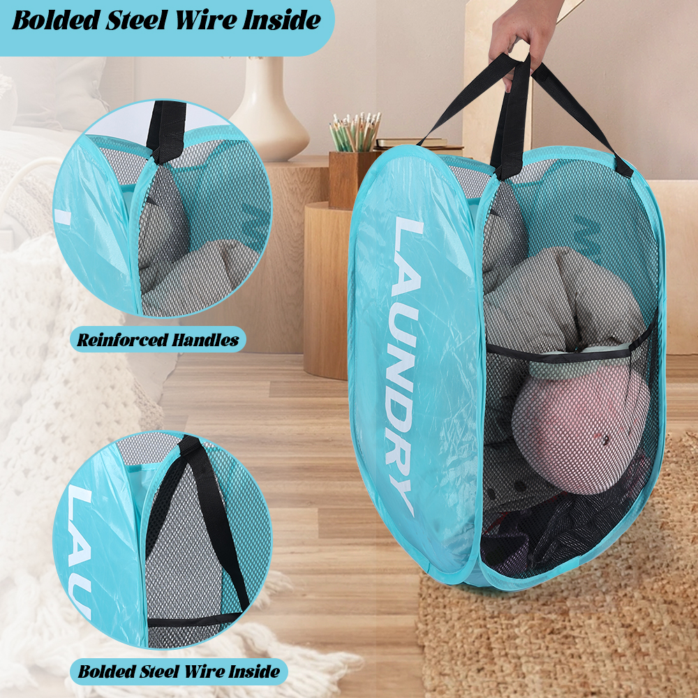 Panier à linge pliant et respirant, organisateur de linge , grande capacité, sac de rangement en filet pour jouets de lavage, accessoires de salle de bains à la