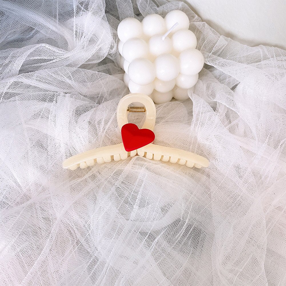 Pinzas acrílicas para el pelo para mujer, pinzas para la parte posterior de la cabeza, Color caramelo, corazón, accesorios para el cabello, 2022: Rojo