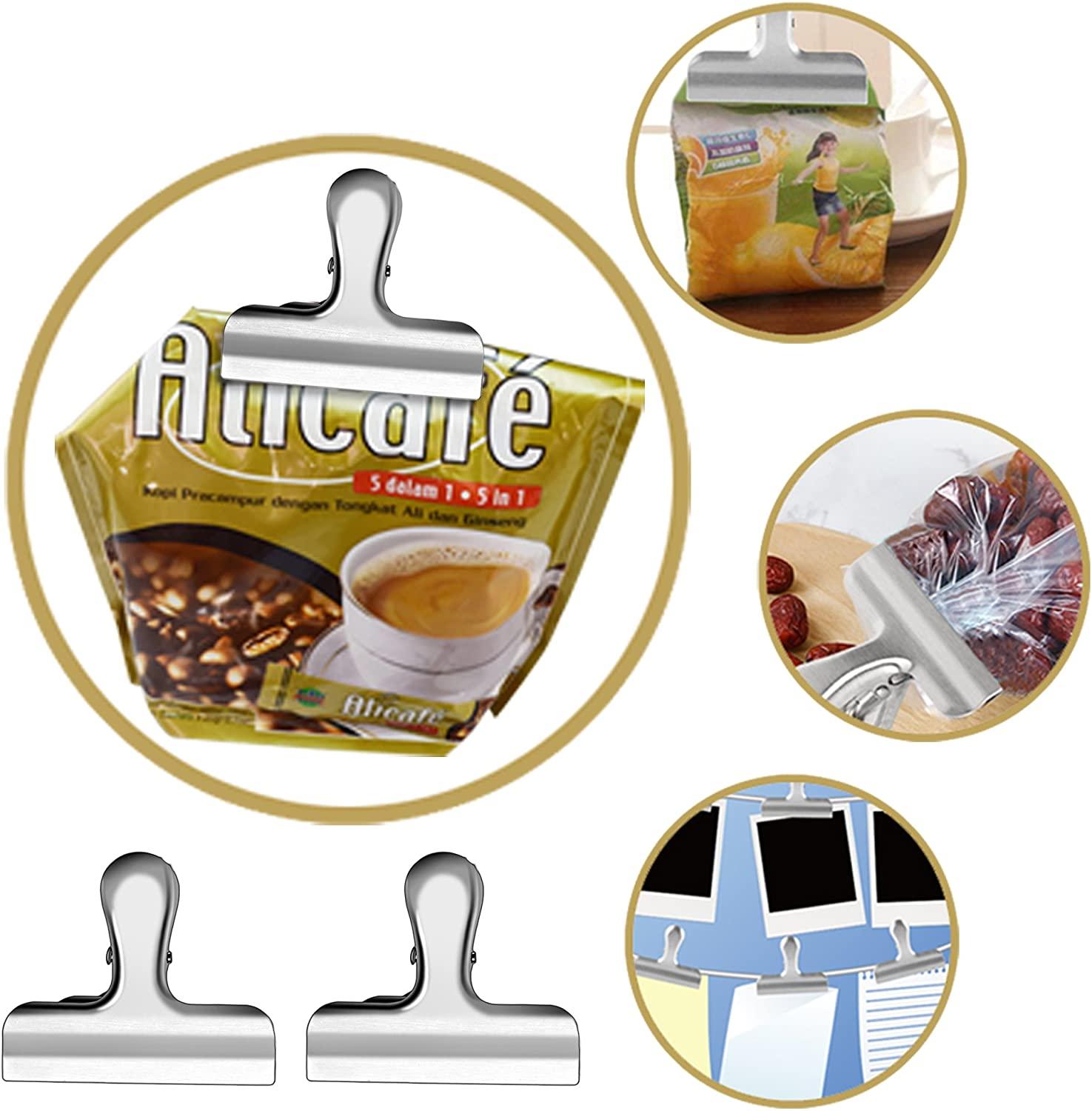 10 stk tunge poser klips rustfritt stål kjøkken oppbevaring klips tilbehør chip bag klips til lufttett forseglings grep 3 tommer