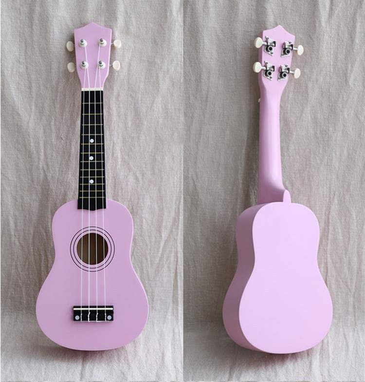 21" Ukulele Basswood Acoustic Nylon 4 Strings Ukulele Bass Guitar Musical Instrument for beginners players: Pink