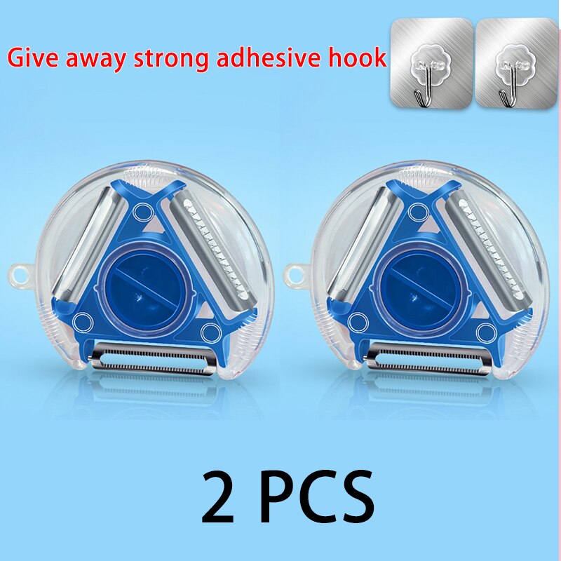 Magique Trio eplucheur ensemble trancheuse acier inoxydable eplucheur déchiqueteuse Julienne Cutter Multi pelage lame Zesters râpe cuisine outil: Blue 2 PCS