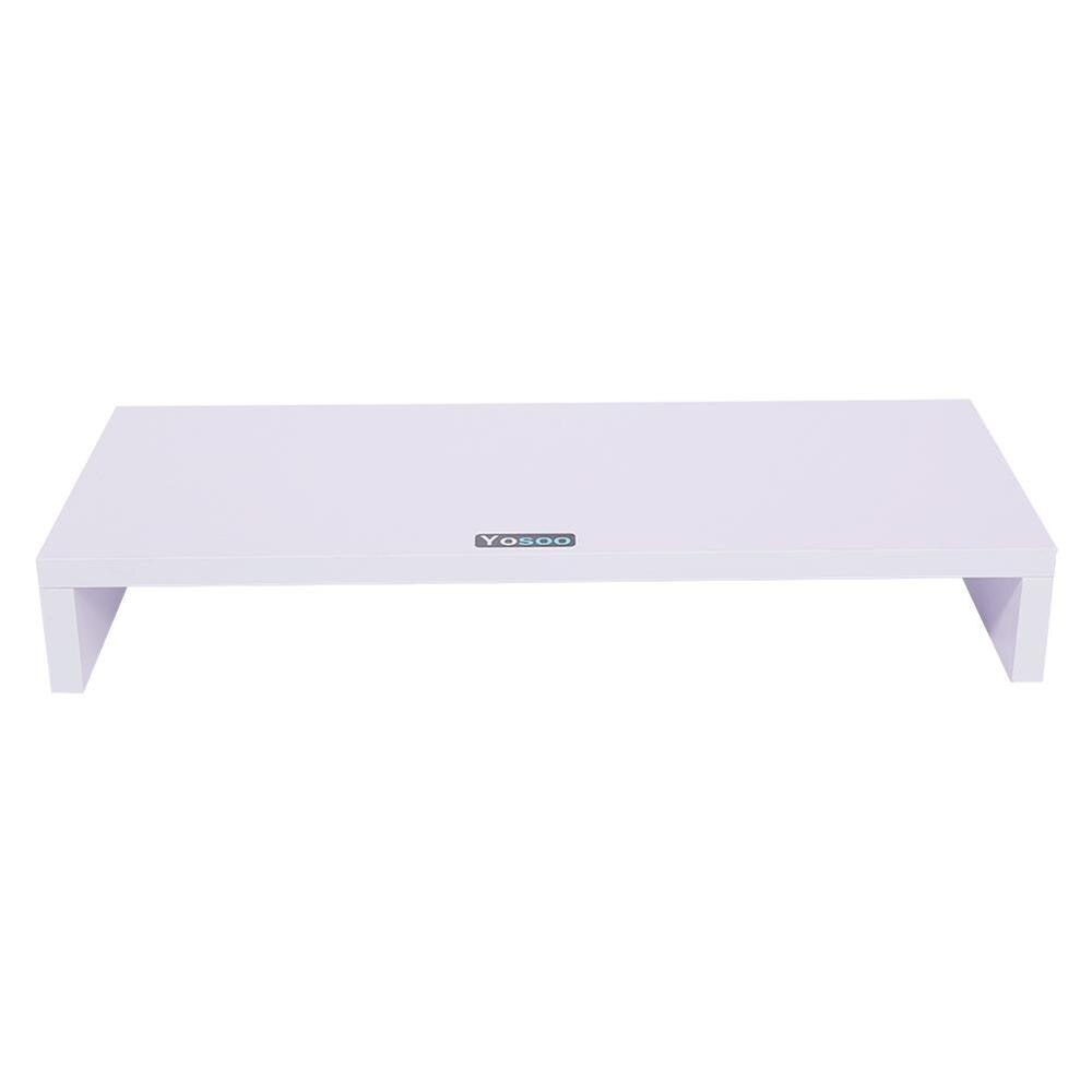 Wooden Monitor Stand Table Reduce Eye Neck Strain Laptop Desk PC LCD Monitor Riser Desktop Organizer Display TV stand Furniture: White