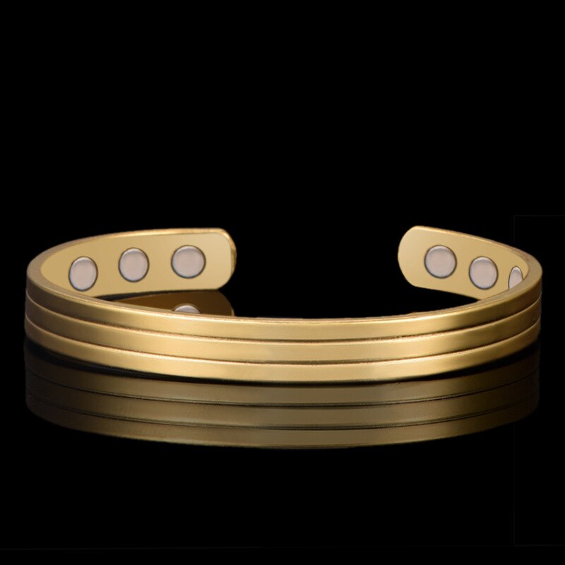 ! 100% Copper &quot;only Love You&quot; Bangle6 Magnets Health Balance Magnetic Bracelet Bangles for Mens/ Women: Gold color-3