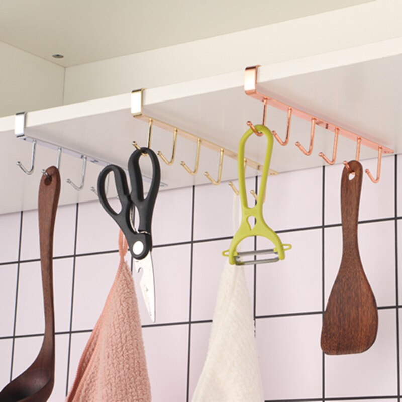 Cuisine en fer forgé sans couture sans clou tasse placard cuisine ustensiles de cuisine organisateur outils durables fer crochets accessoires de cuisine