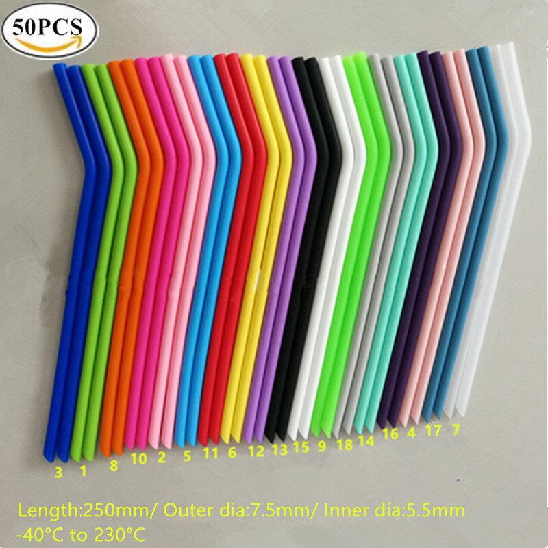 Extra Wide 14mm Silicone Bubble Tea Straw Reusable Boba tea Straws 50pcs Smotthie drinking Flexible Straws Party Bar Accessories: 250x7.5mm