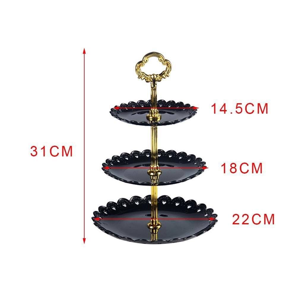31cm 3 etterslep dessertbrettstativ svart / hvitt bronzing fruktkakeplate stativ til bryllup jul fest matlager displayholder
