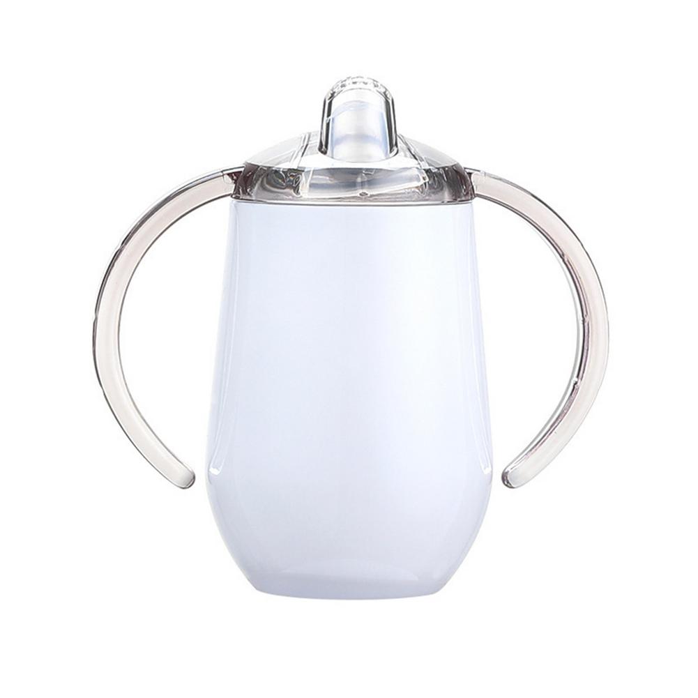 Taza de succión de doble Mango para niños, taza de agua, Taza Termo para bebés con asa, taza aislante de vacío Doble: White