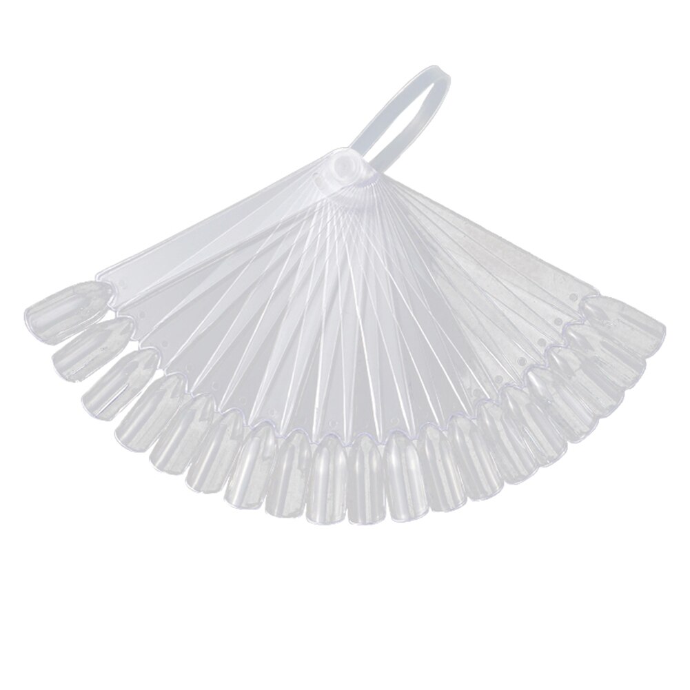 24 stuks waaiervormige nagellakkleurenkaart oefenmonster displaybord met valse tips, alles voor manicure: Duidelijk