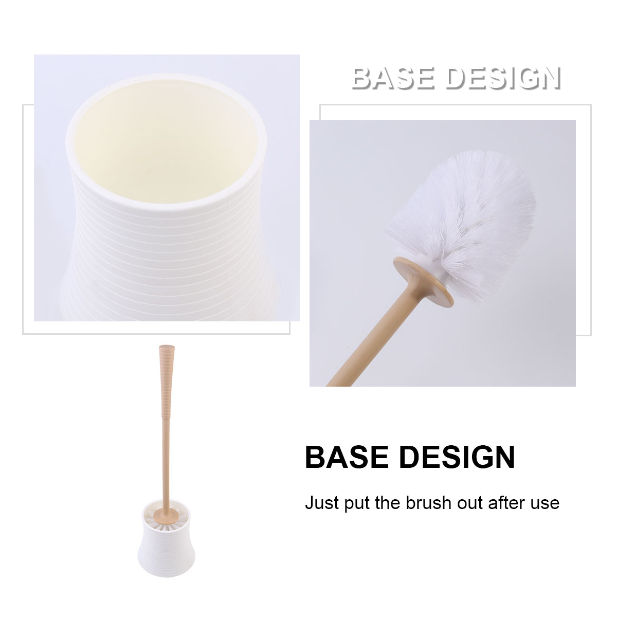 Long Handle Toilet Brush With Base Toilet Urinal Tough Brush Home Bathroom Hotel Cleaning Accessories for Home Bathroom (White)