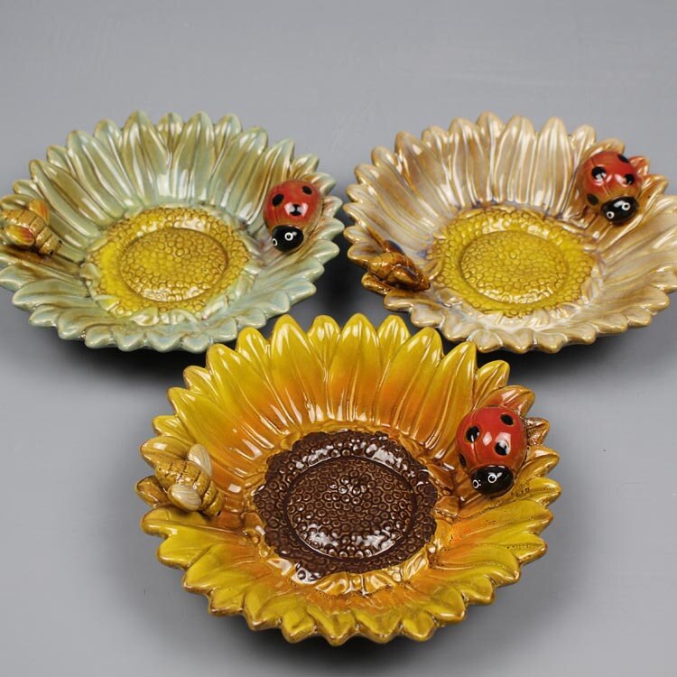 Flower sunflower Ceramic Smoke Rolling tray Desktop Crafts home Decoration accessories