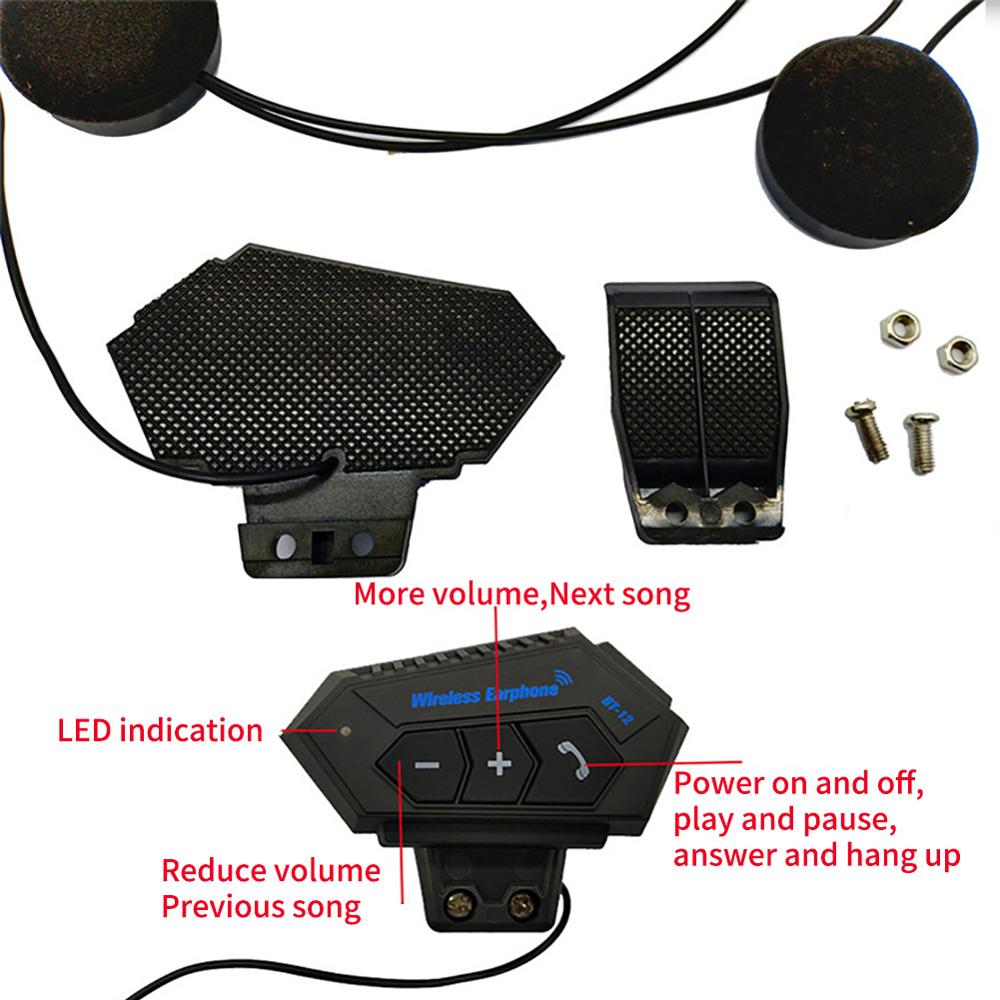 Bt -12 motorcykel bluetooth headset hjelm headset med mikrofon motorcykel bluetooth interphone til telefonopkald og musik