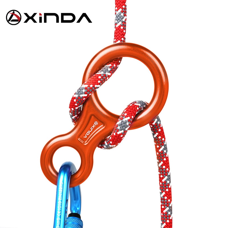 XINDA-Dispositivo de rappel para escalada en roca, 8 formas, ocho anillos, 45KN, descenso, Belay, mosquetón de rappel, Kit de descenso al aire libre