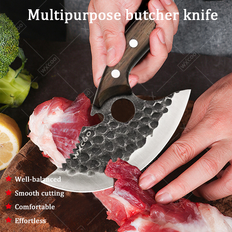 WXCOO Hand Forged Hammered Chef's Knife Stainless Steel Kitchen Knives Meat Cleaver Splitting Slicing Knife Fruit Paring Knife