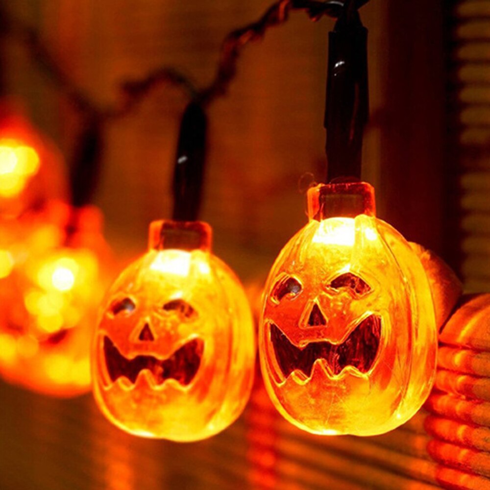 10-20 led-lampjes pompoen halloween led-lichtsnoer slingers 1m 2m nachtlampje warm wit op batterijen feeën tr
