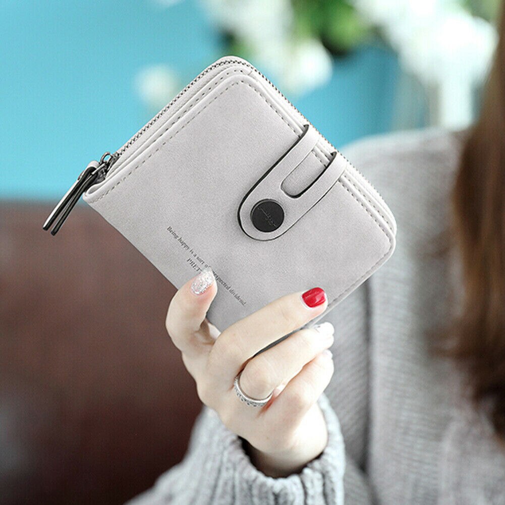 Femmes en cuir petit Mini portefeuille porte-carte d'identité monnaie poche sac à main embrayage: Gris