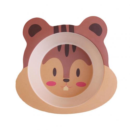 Baby Bowl Cartoon Animal Tableware Feeding Plate Bamboo Fiber Kids Dish Cutlery: Squirrel
