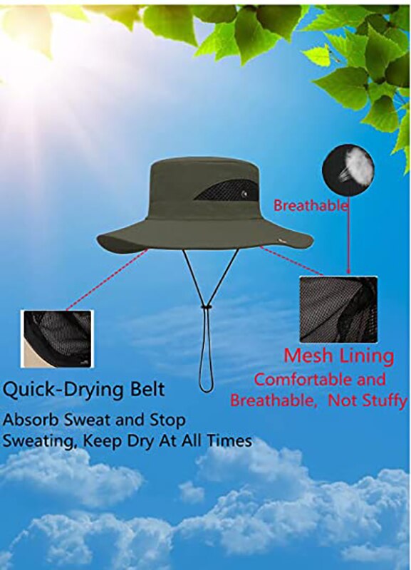 Boonie Hat Men Fishing Hat Anti-UV Protection Sun Outdoor Sun Hats Foldable Fishing Wide Brim Bucket Safari Hat Caps