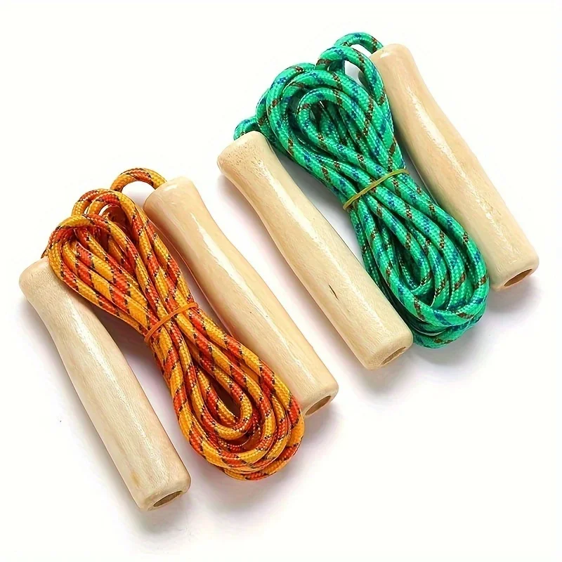 Cuerda para saltar ligera y ajustable con mango de madera, cuerda para entrenamiento físico y corporal para actividades y ejercicio al aire libre, adecuada