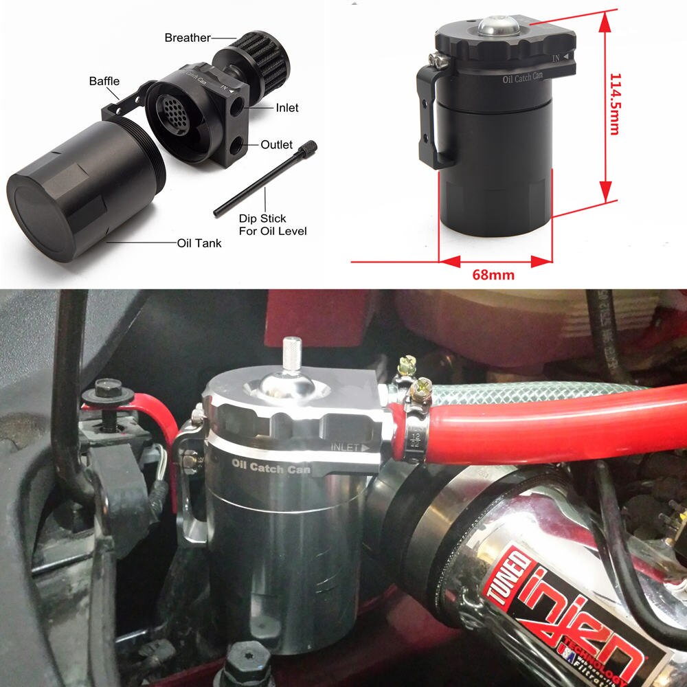 Baffled Aluminum Oil Catch Can Reservoir Tank / Oil Tank With Filter Universal EP-JYH08-AF