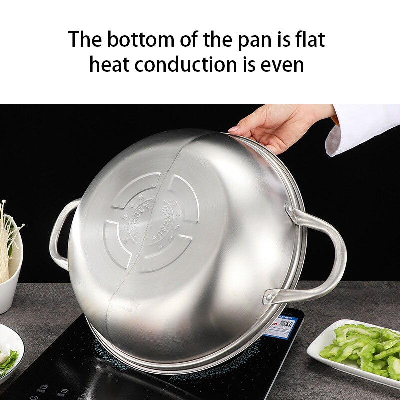 Kitchen Stainless Steel Pot Hotpot Induction Cooker Gas Stove Compatible Pot Home Kitchen Cookware Soup Cooking Pot Twin Divided