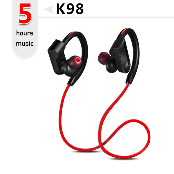 Wireless bluetooth Headphones Earphone sport earphone sweatproof Headset Stereo blutooth Headphone with MIC for phone: K98-Red-5h